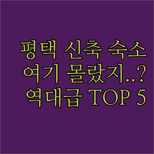 평택 호텔 추천 TOP 5 2025년..