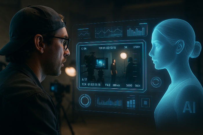 AI와 감독이 협업하며 장면을 구상하는 이미지