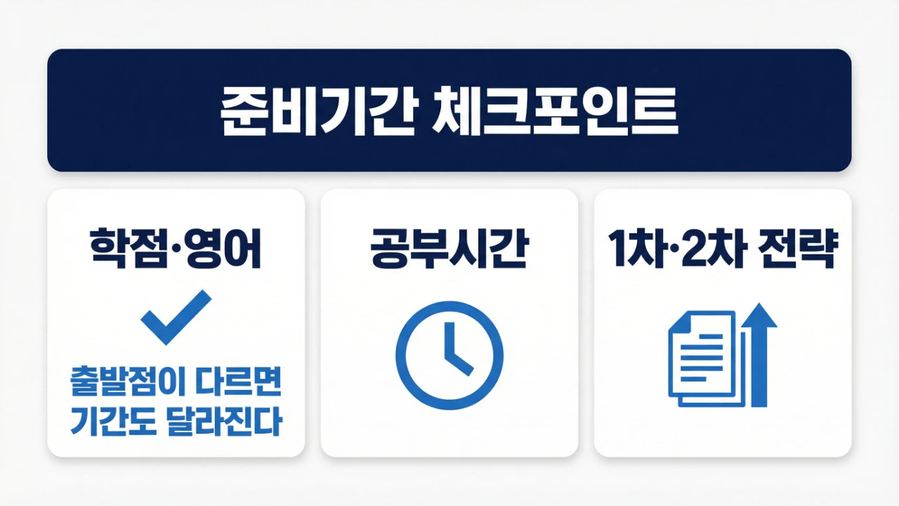 공인회계사 준비기간에 영향을 주는 학점 영어 공부시간 1차 2차 전략을 정리한 이미지