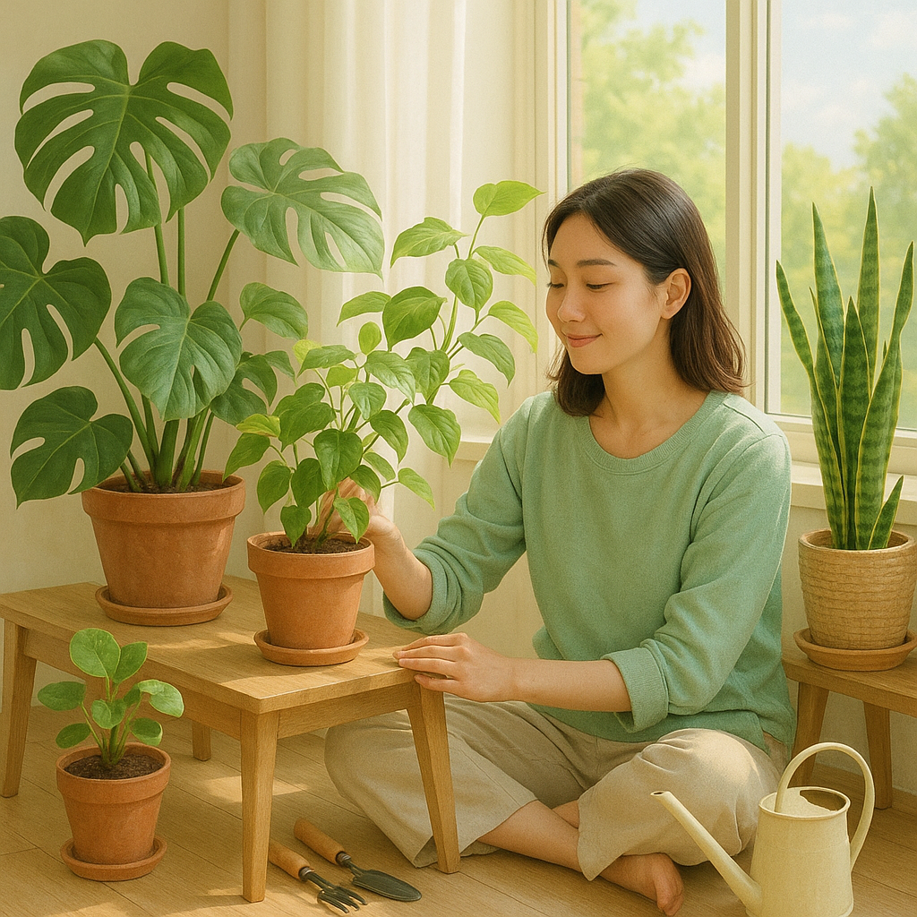 반려식물을 키우는 모습