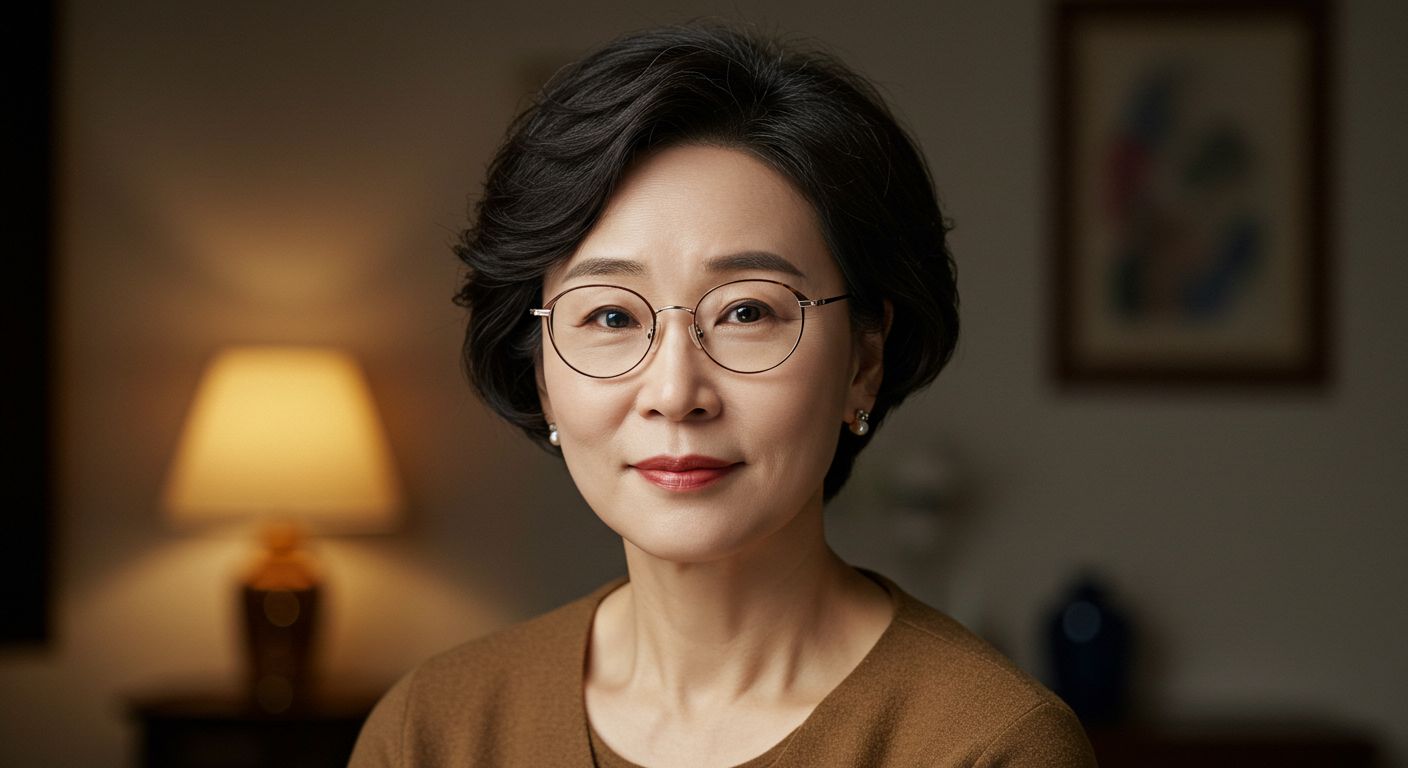 한 여성이 안경을 쓰고 있는 모습