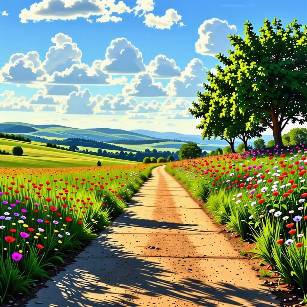 안전한 미래: 안전한 미래를 상징하는 이미지, 예를 들어, 평화로운 풍경이나 햇살이 비치는 길.