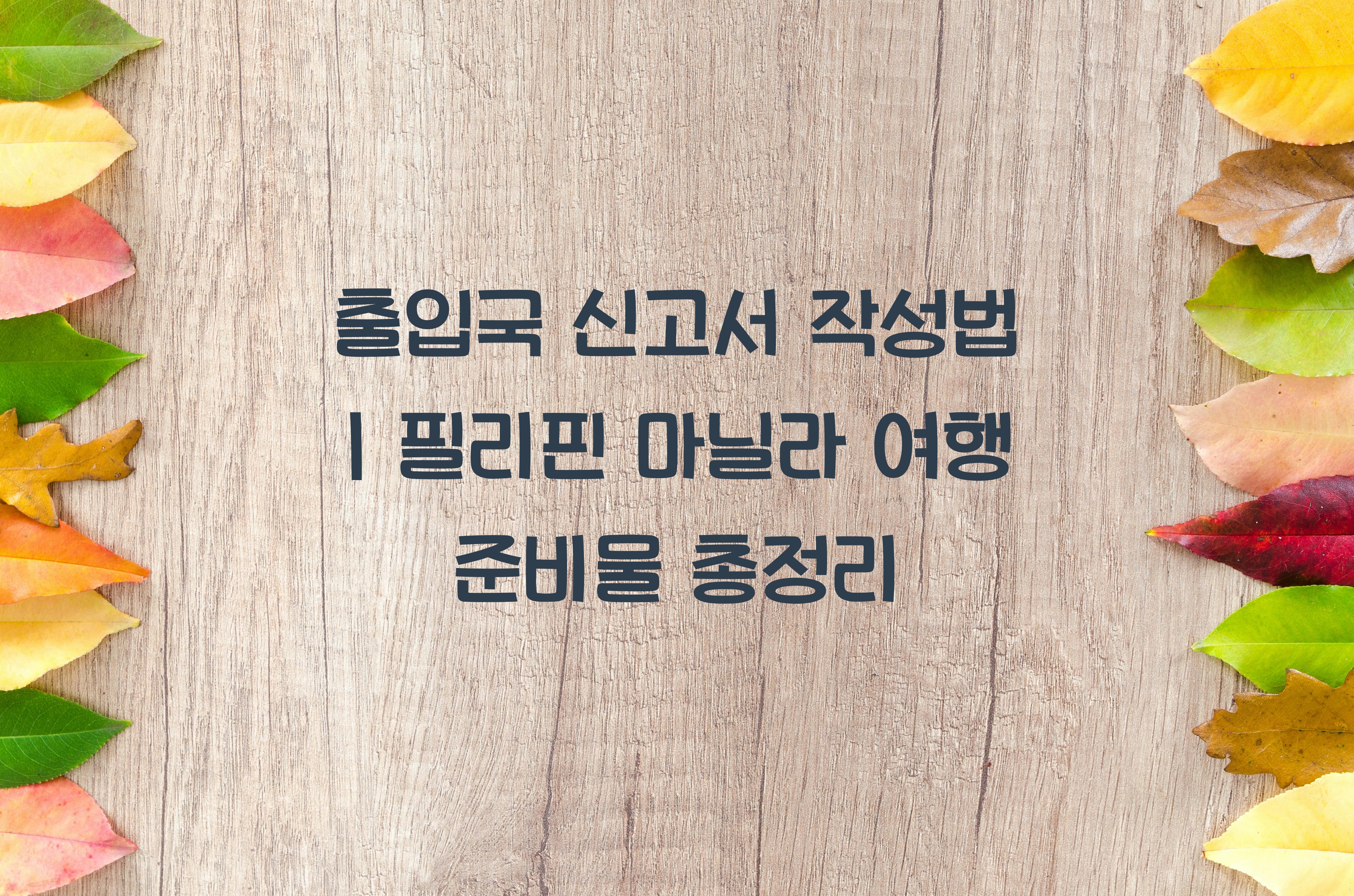 출입국 신고서 작성법