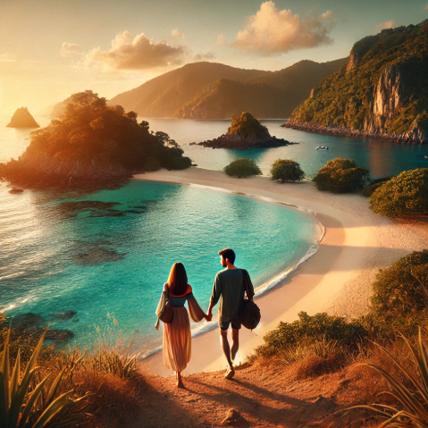 연인과 함께 조용한 섬여행 사진