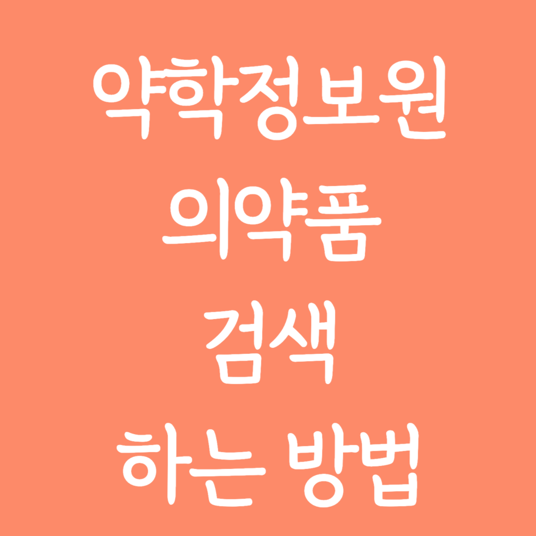 약학정보원 의약품 검색하는 방법