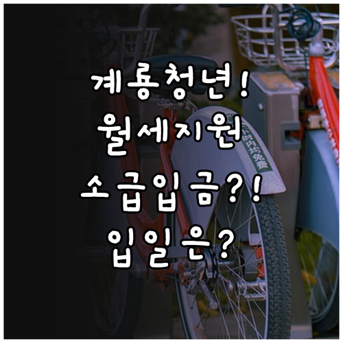 2026년 계룡시 청년월세 지원금 소..