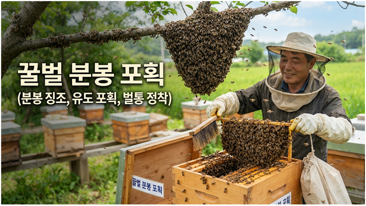 꿀벌 분봉 포획 (분봉 징조, 유도 포획, 벌통 정착)