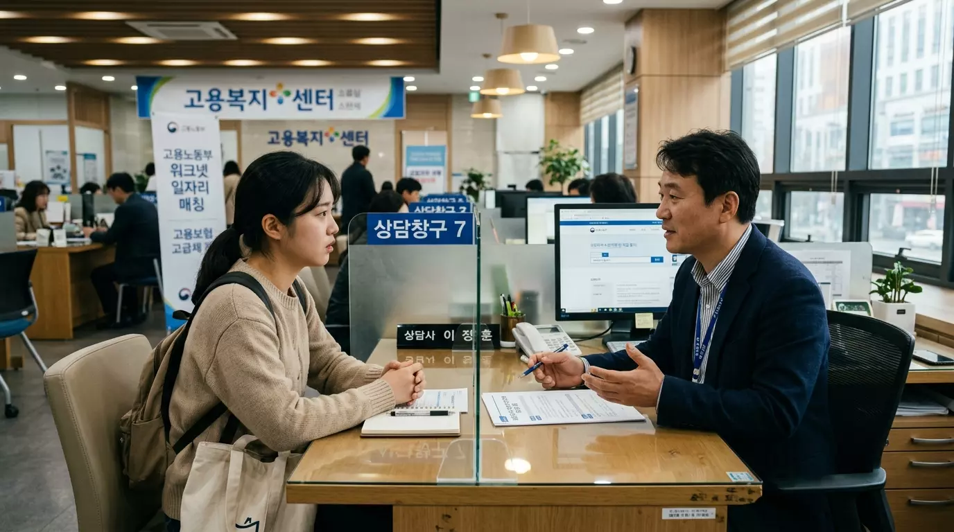 실업급여 상담을 받는 구직자의 모습
