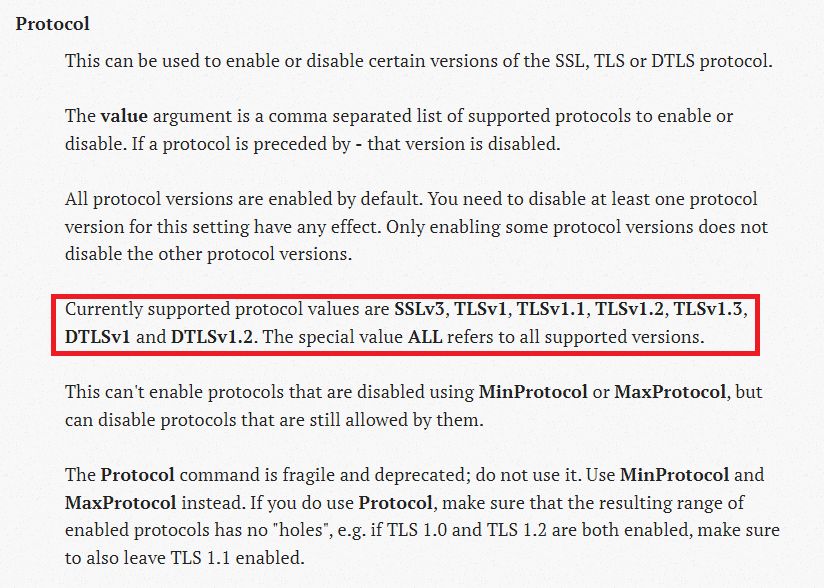 openssl 3.0 지원 프로토콜