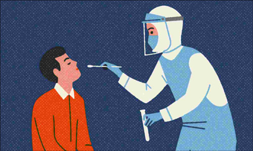 코로나 확진자 동선 겹치면 검사 모습 이미지