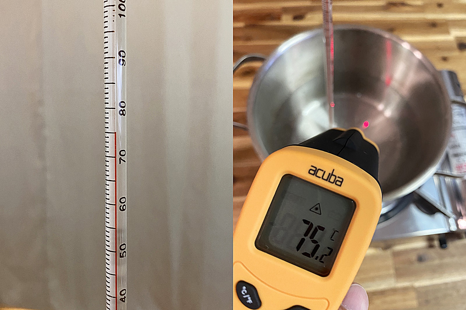 스테인리스 냄비 물 끓이며 온도계 비교 실험 3