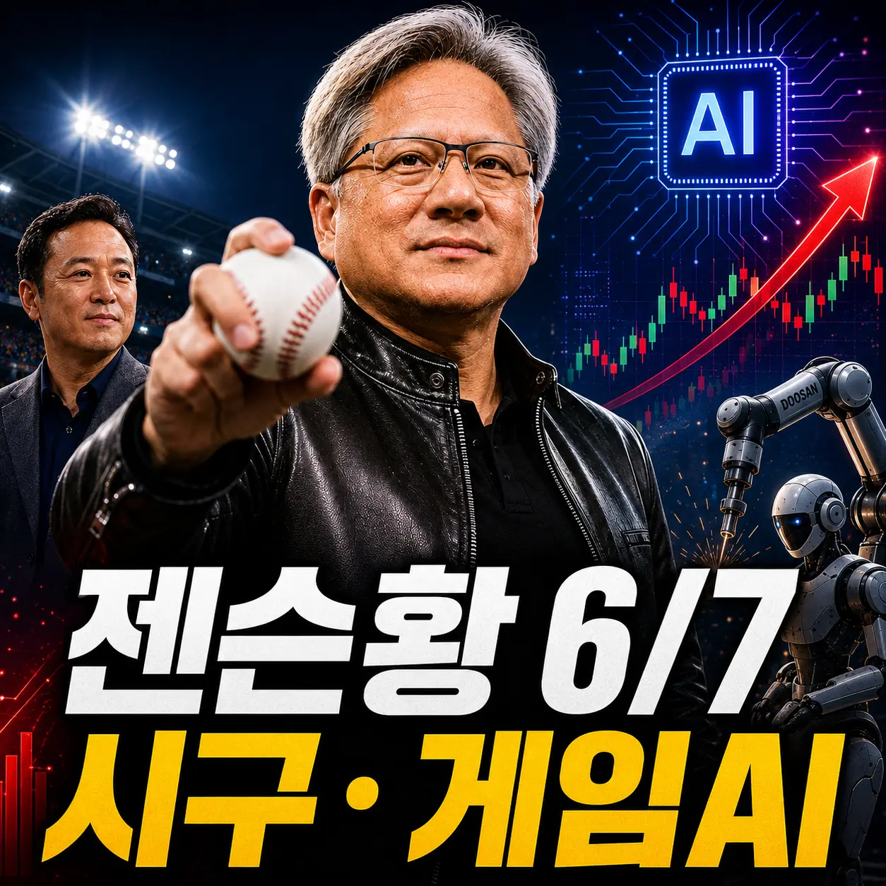 젠슨황 내일(6/7) 잠실 시구·김택진 엔씨·크래프톤 회동 — 게임AI·두산로보틱스 수혜주 긴급 점검 2026