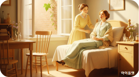 아침 빛 아래, 여전히 붙어 있는 한 잎