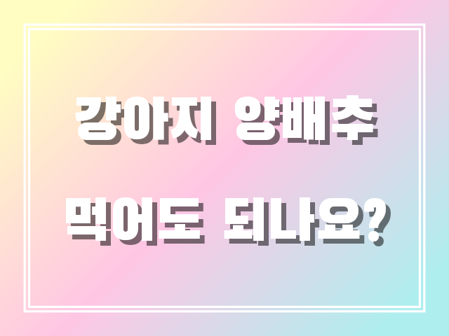 강아지 양배추 먹어도되나요