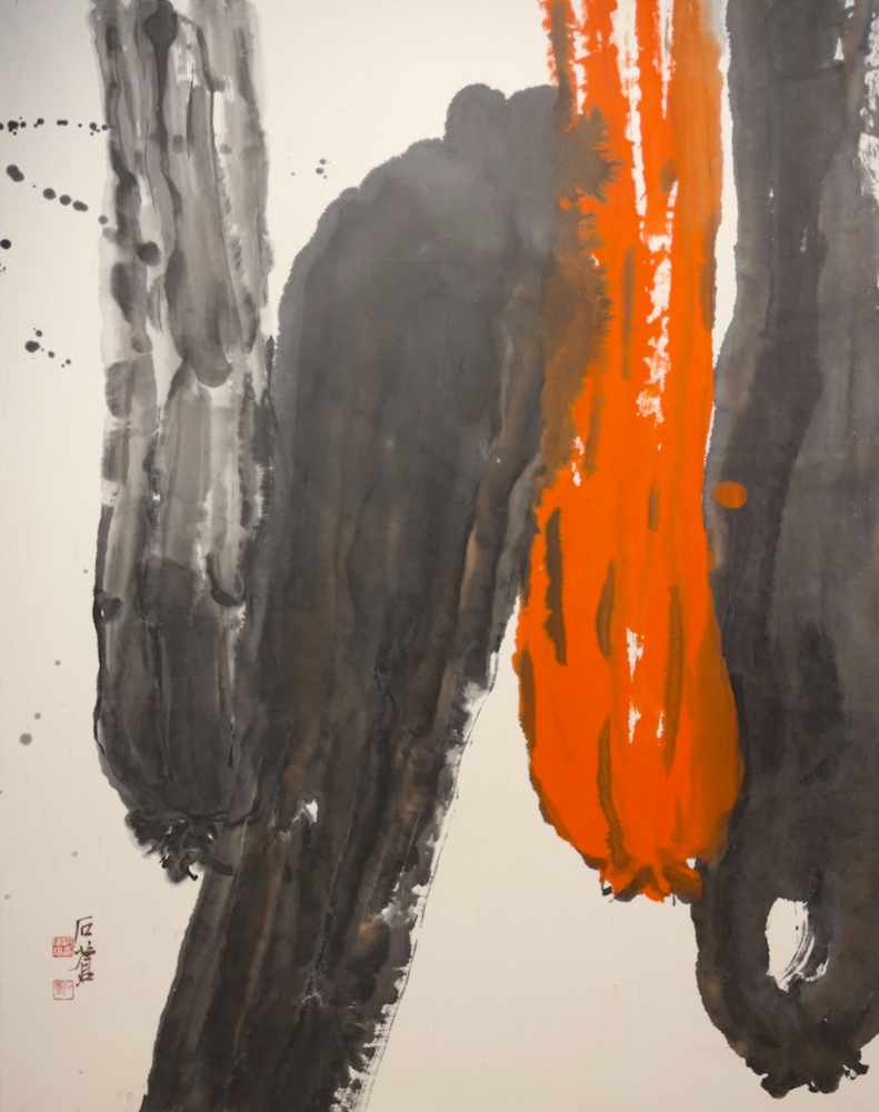 홍석창 결실, 수묵을 활용한 기둥 형태의 추상미술, 국립현대미술관 소장