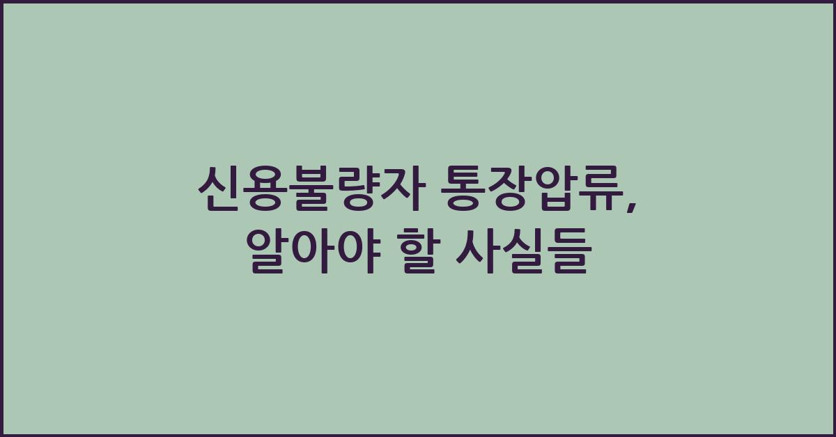 신용불량자 통장압류