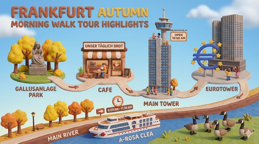 프랑크푸르트 오전 도보 산책 : 마인타워 오픈런/유로타워/마인강 산책