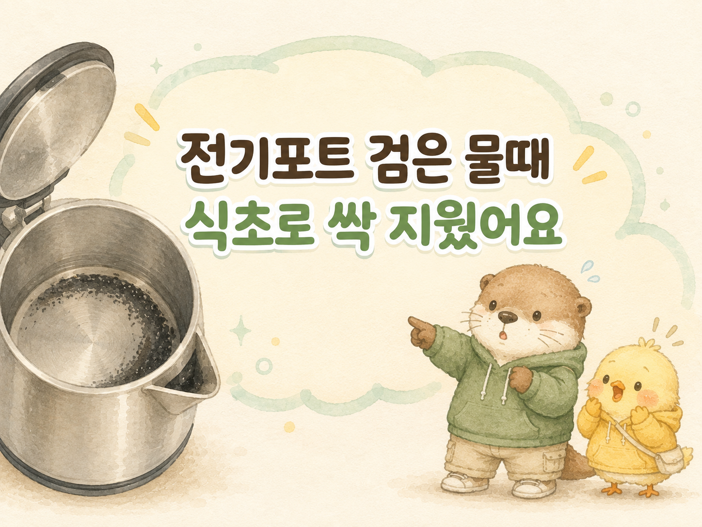 전기포트 검은 물때를 식초로 세척하는 방법을 안내하는 글