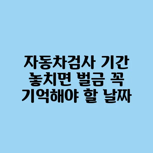 자동차검사 기간 놓치면 벌금 꼭 기억해야 할 날짜