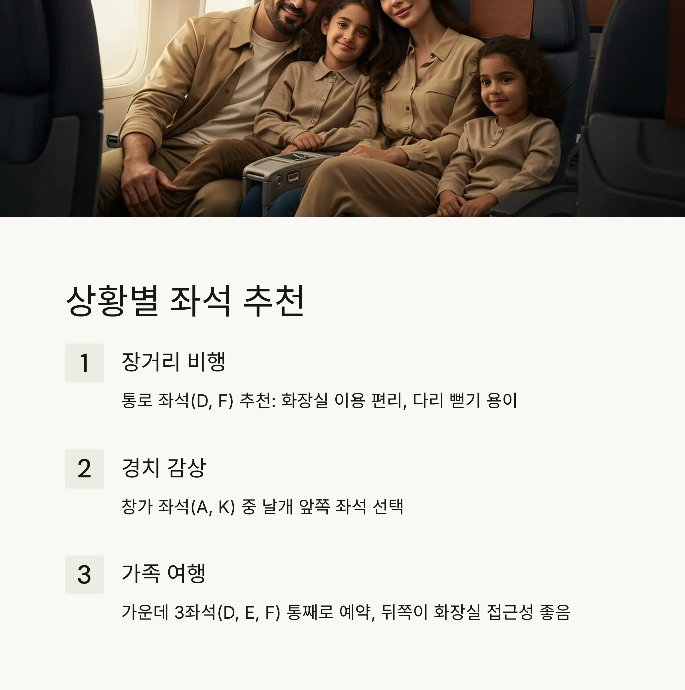 💺 좌석 종류와 특징