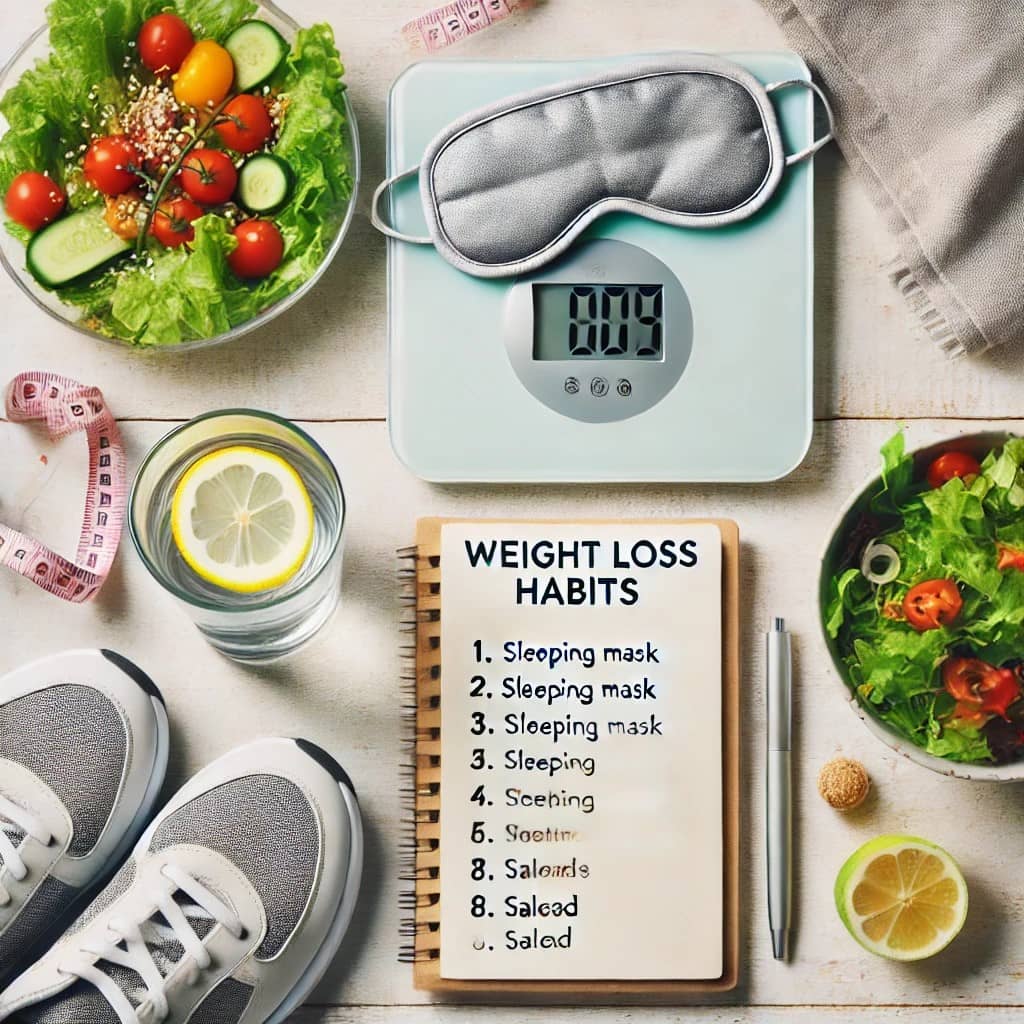 체중계, 물, 줄자, 샐러드 사진, 식단조절없이 다이어트