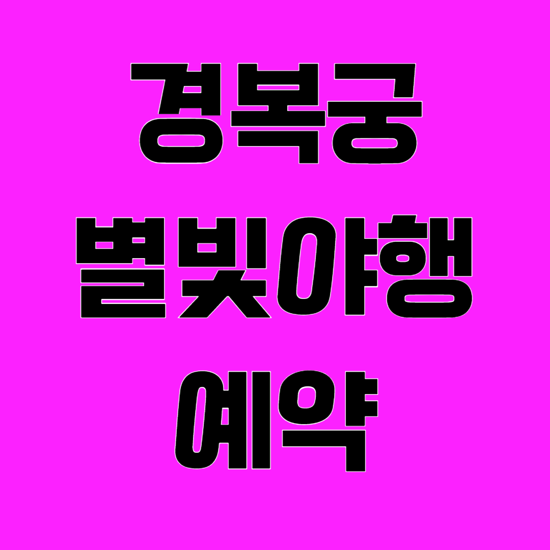 경복궁 별빛야행 예약