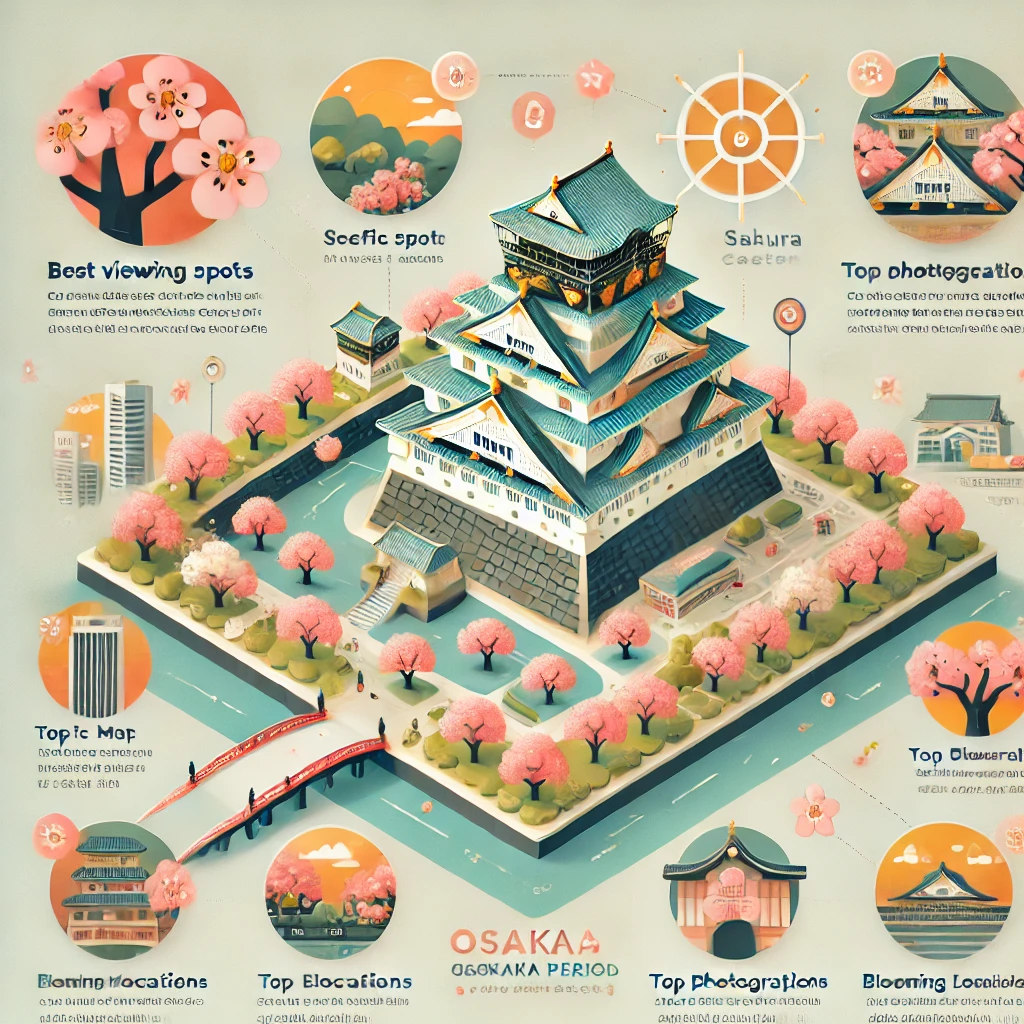 벚꽃 시즌, 오사카 성 최고의 뷰포인트