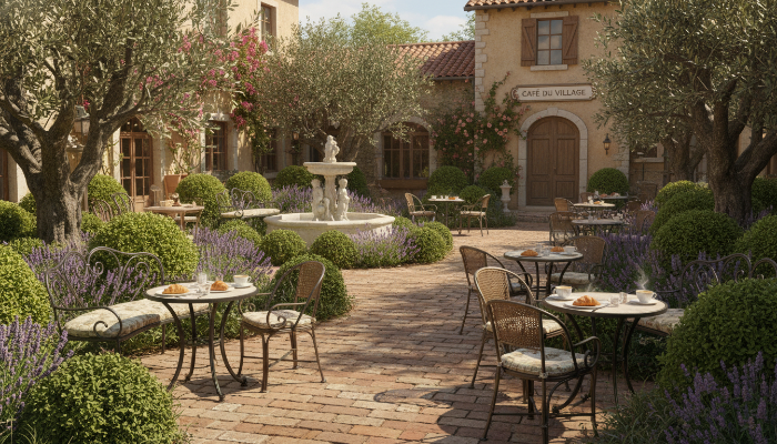 유럽풍 건물이 어우러진 양평 카페의 아름다운 정원 산책로