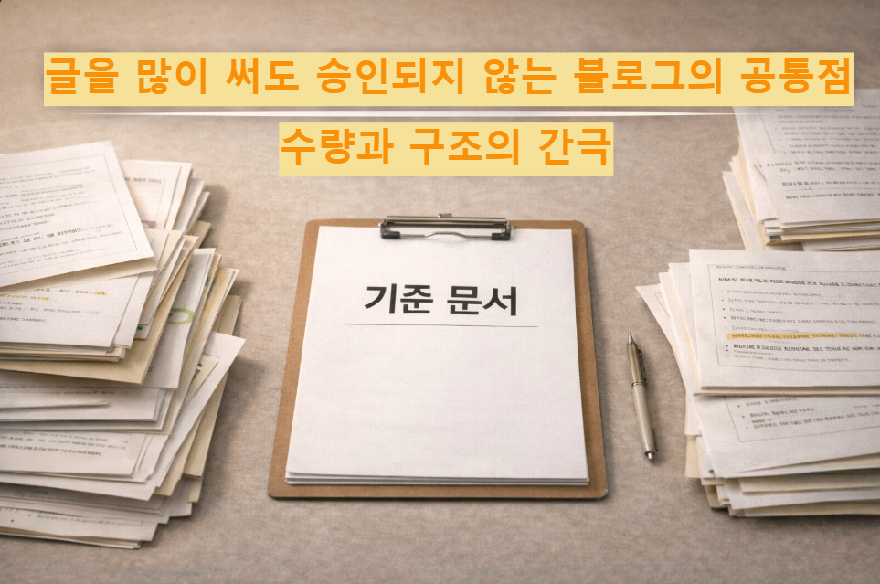 글 수는 많지만 기준이 부족한 블로그 구조를 설명하는 대표 이미지