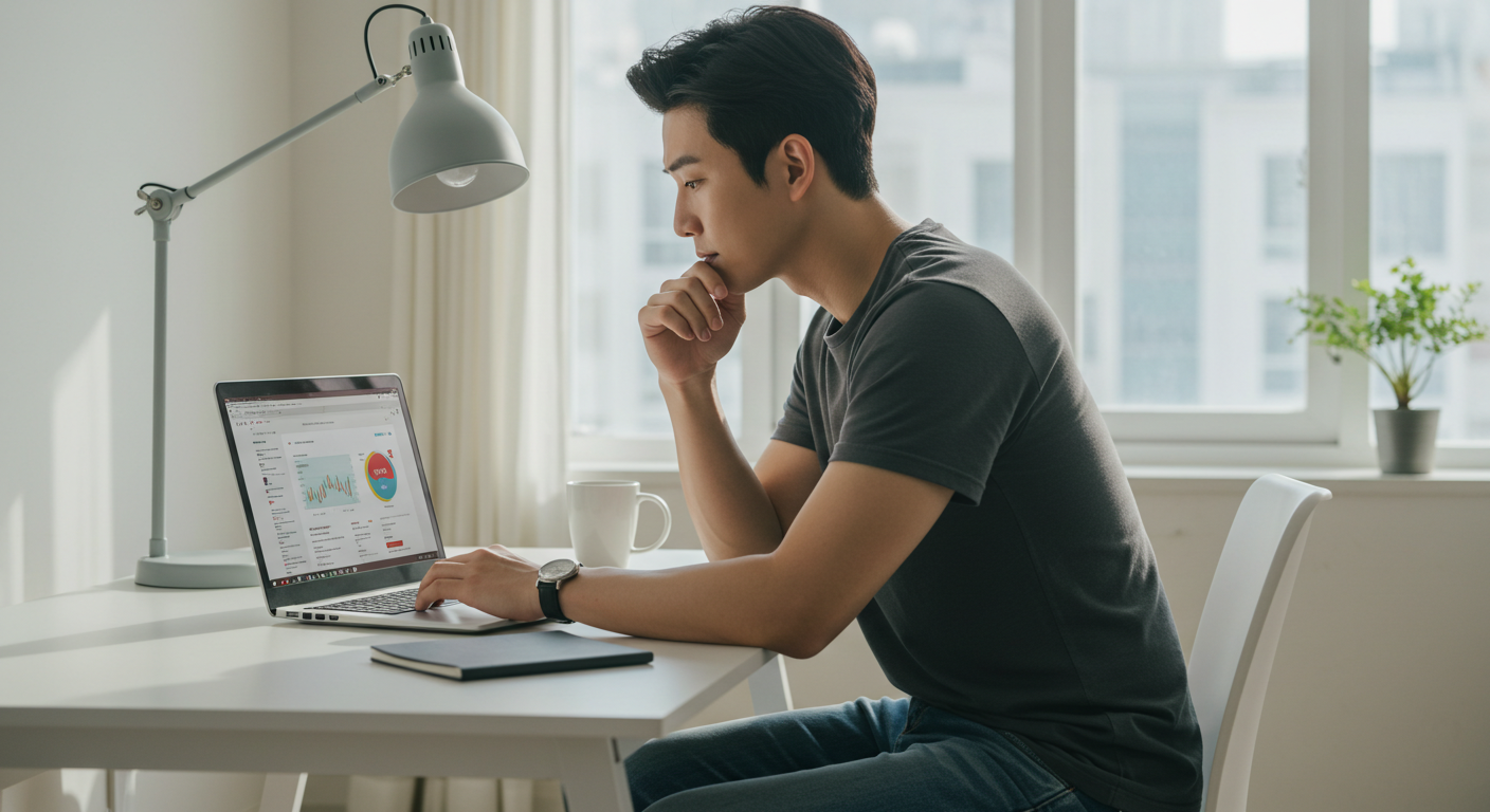 자산을 확인하는 남성