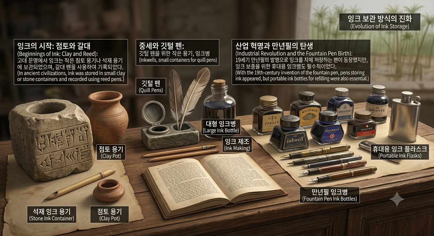 잉크병의 역사, 글을 쓰기 위한 작은 용기는 어떻게 발전했을까