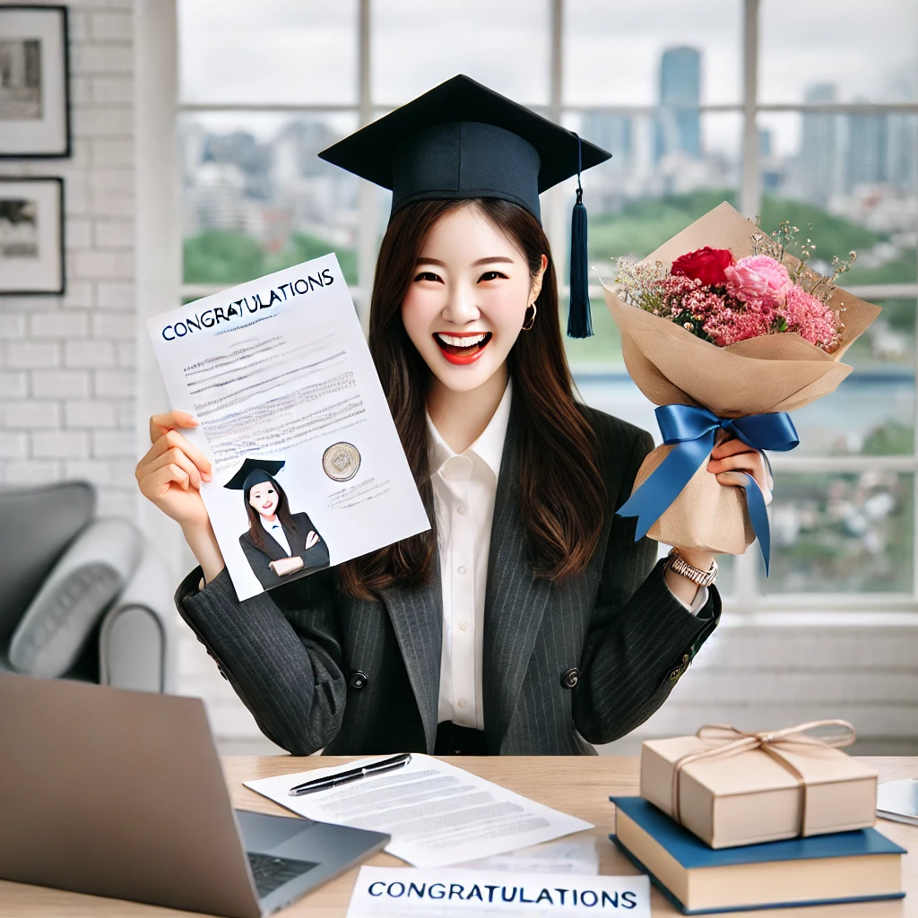 취업에 성공한 여대학생