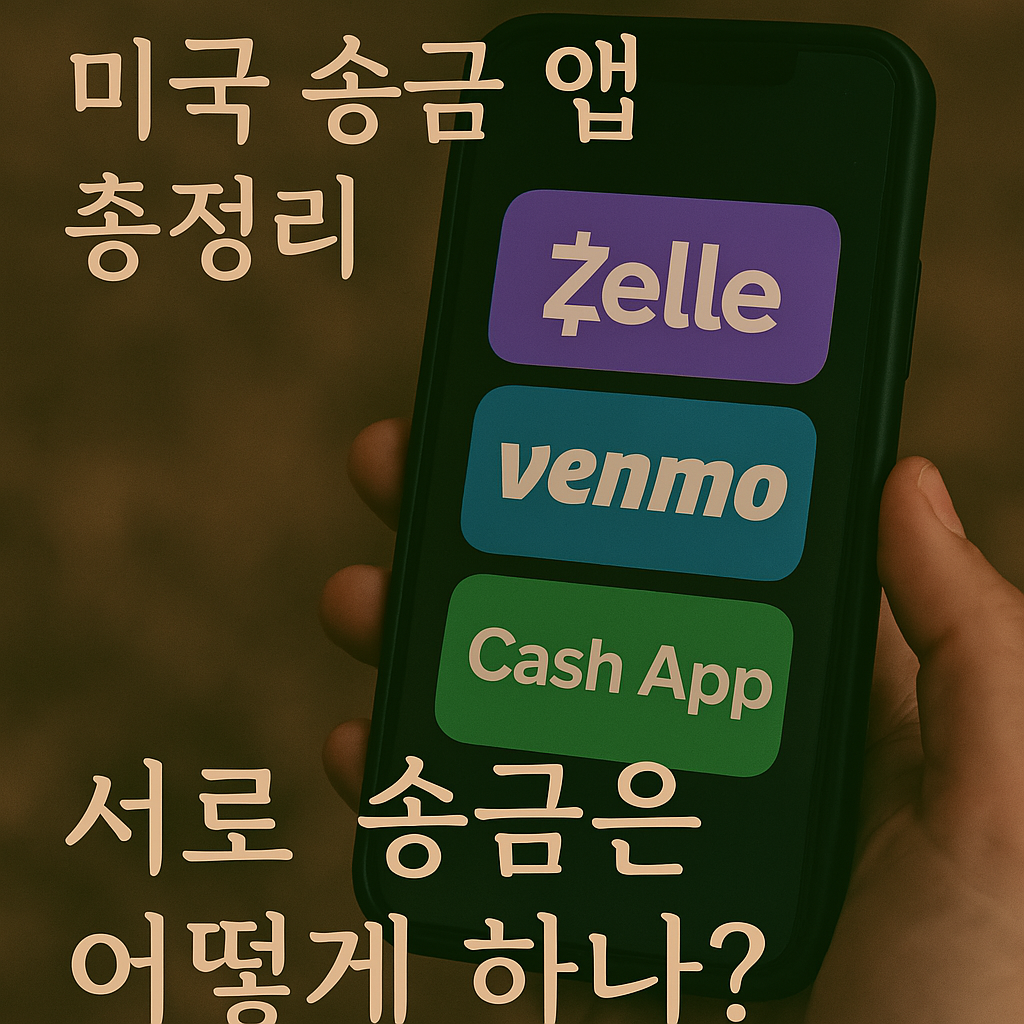 스마트폰 화면에는 Zelle, Venmo, Cash App 을 표시한 사진