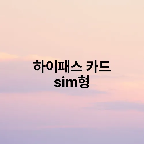 하이패스 카드 sim형