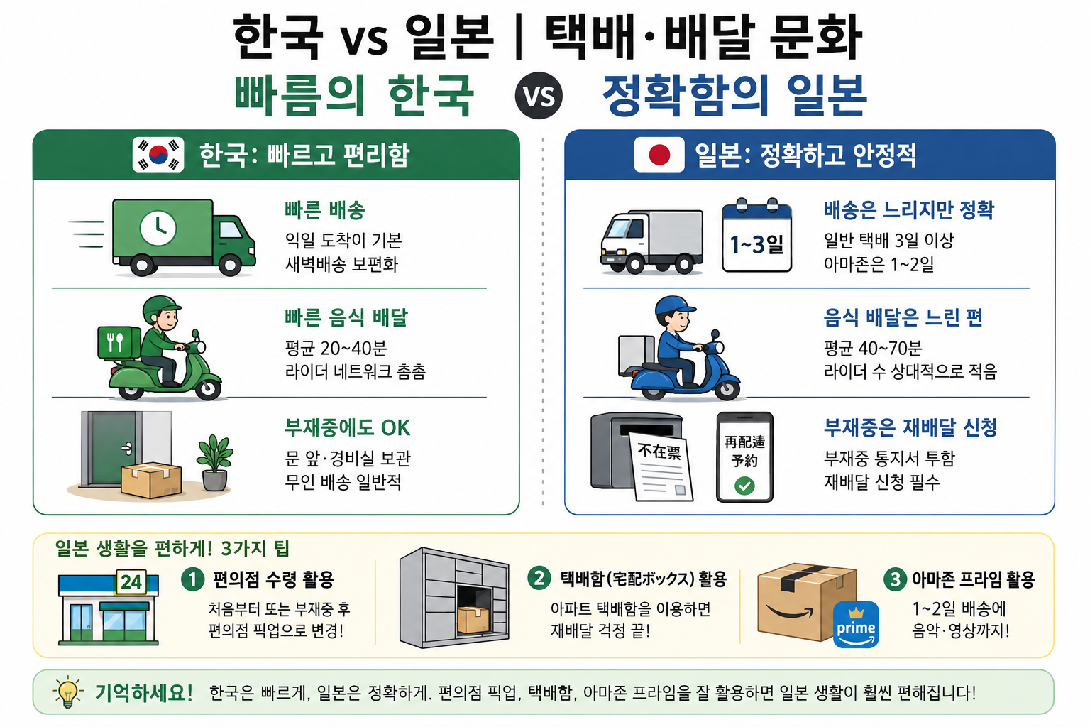 한국 vs 일본 — 택배·배달 문화