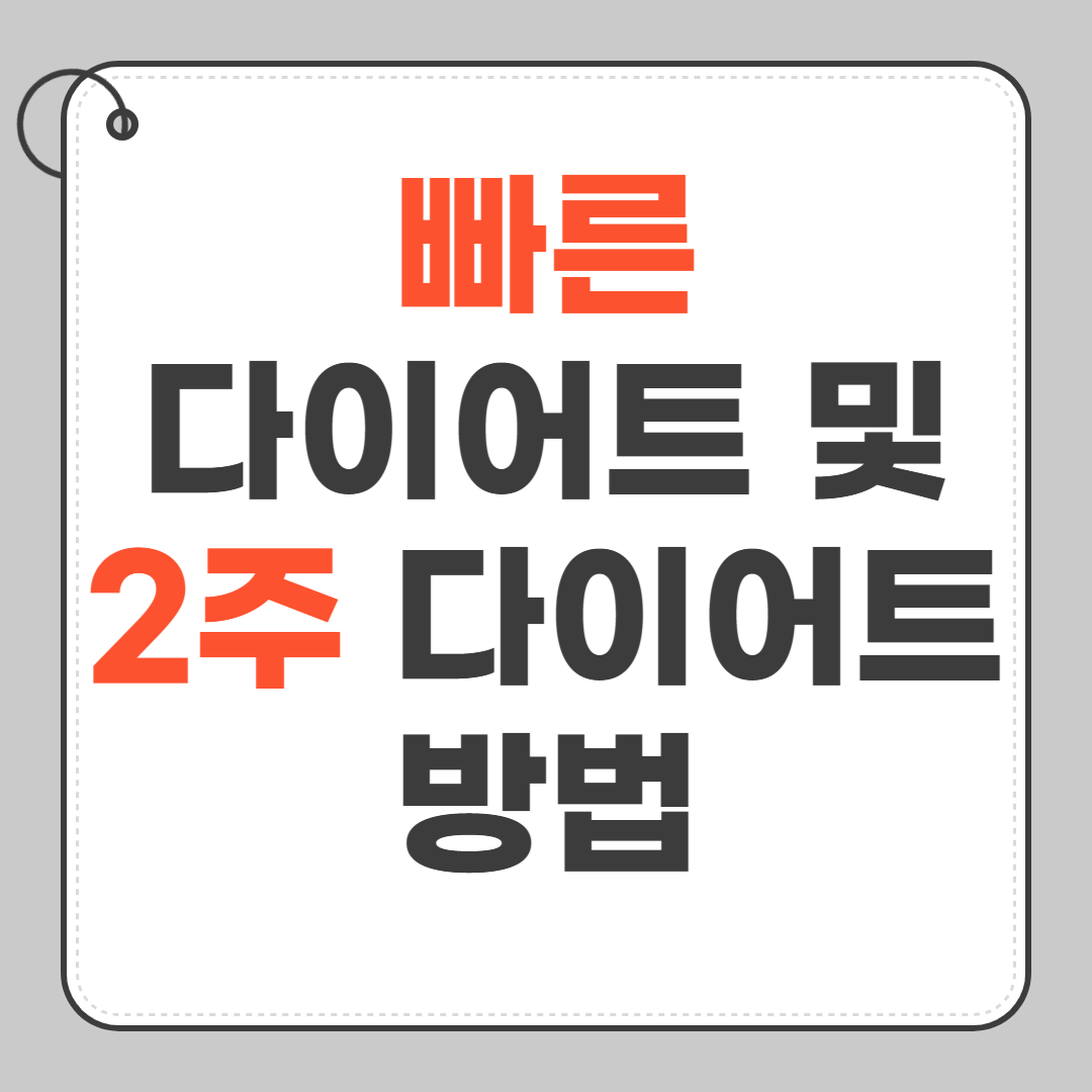 빠른 다이어트 및 2주 다이어트 방법