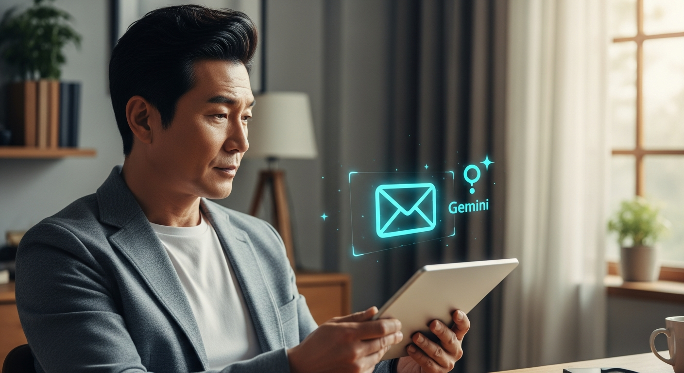 별도 설치 없이 구글 워크스페이스에 통합된 제미나이 AI 로고 및 업무 파트너 이미지