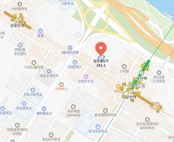 당산역 더 클래스 한강 위치도