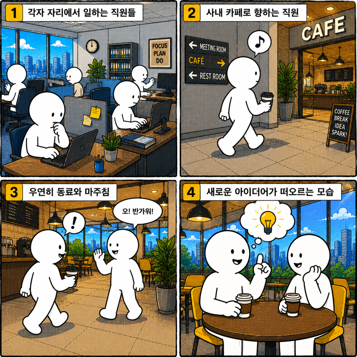 사내카페에서 에너지를 충전하는 공간