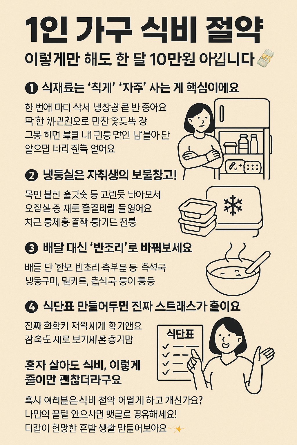 1인 가구 식비 절약, 이렇게만 해도 한 달 10만원 아낍니다 💸