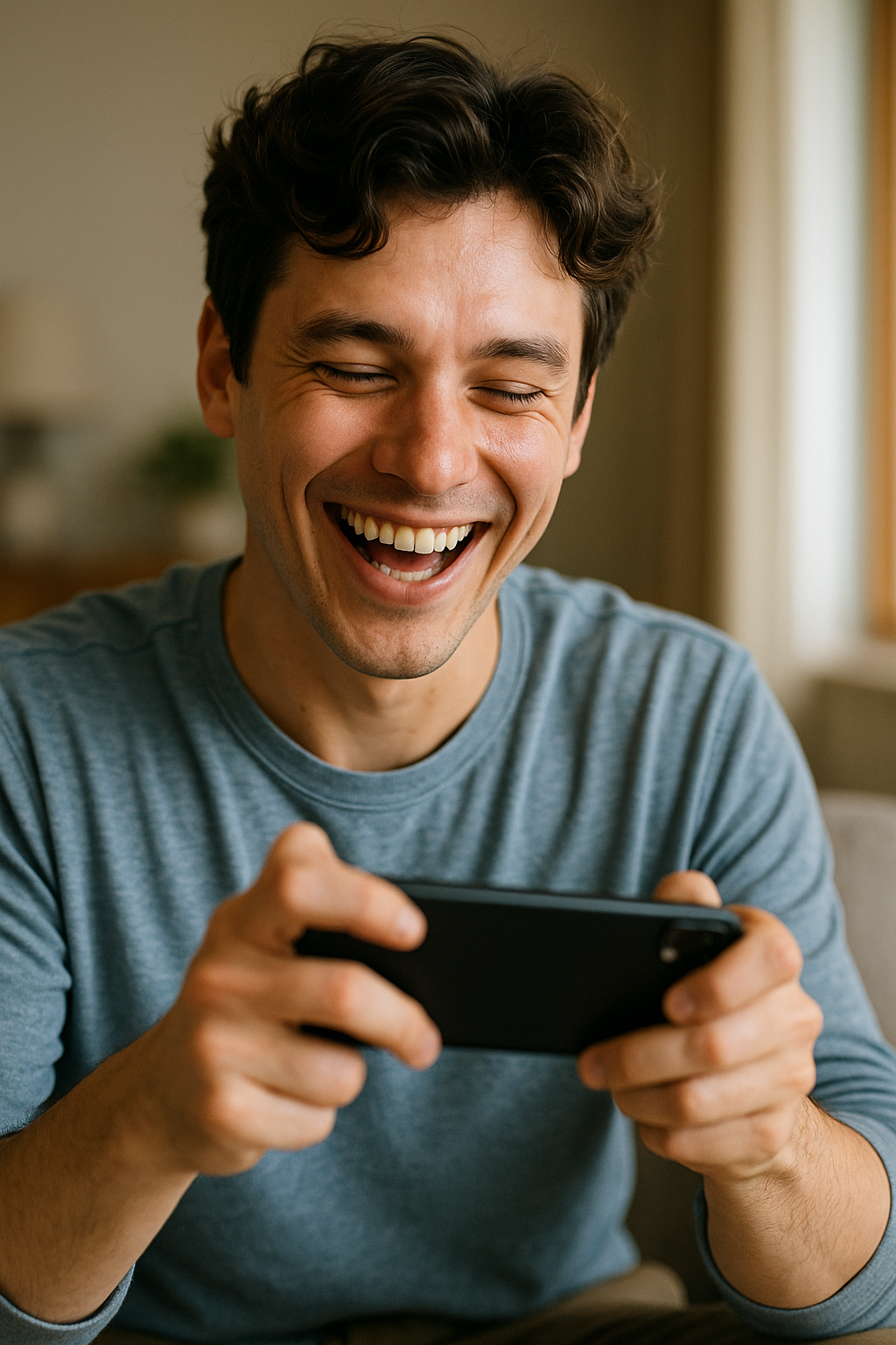 모바일 게임하는 모습