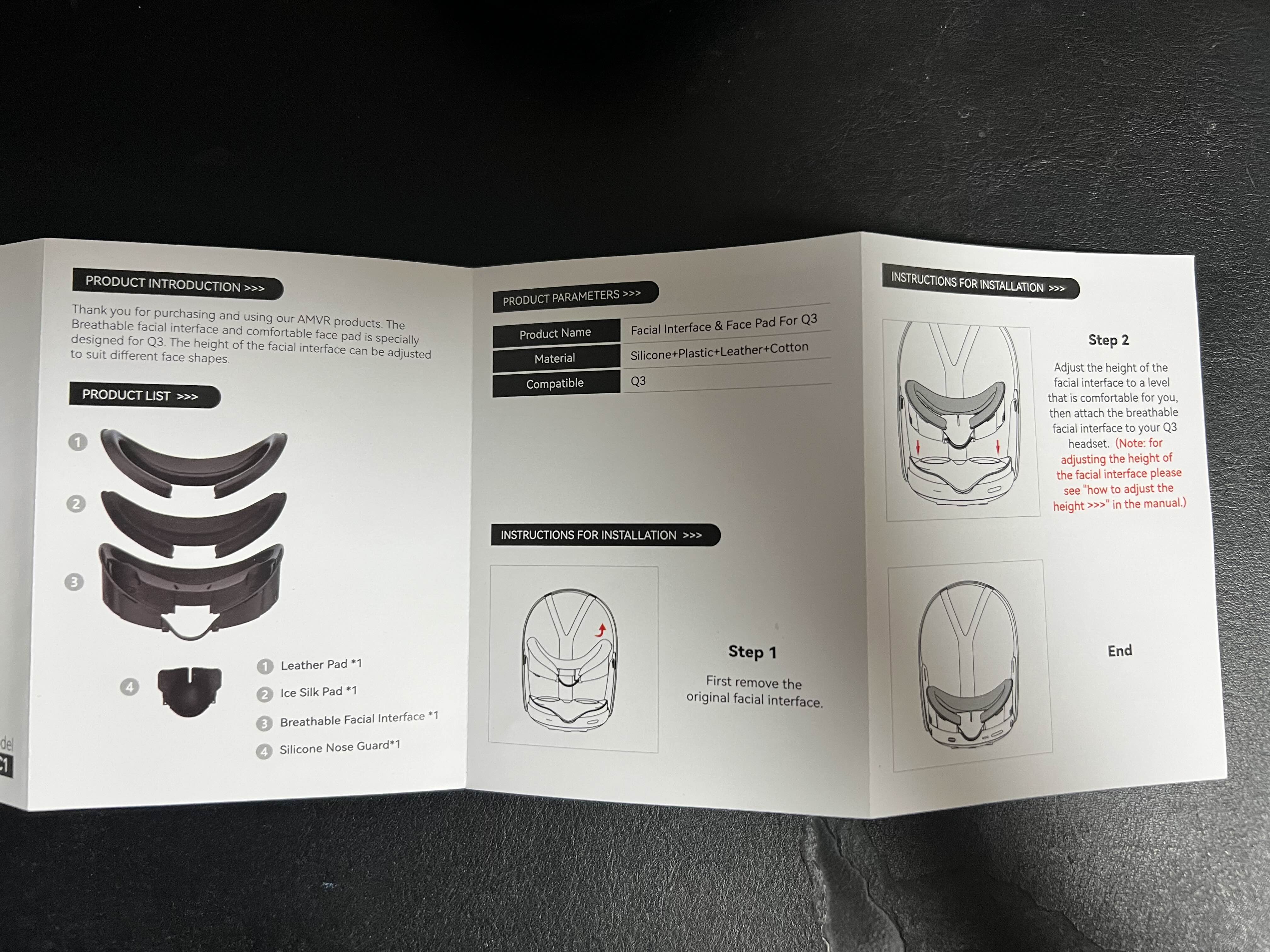 메타퀘스트3 안면폼 AMVR 가죽 환기커버 설명서