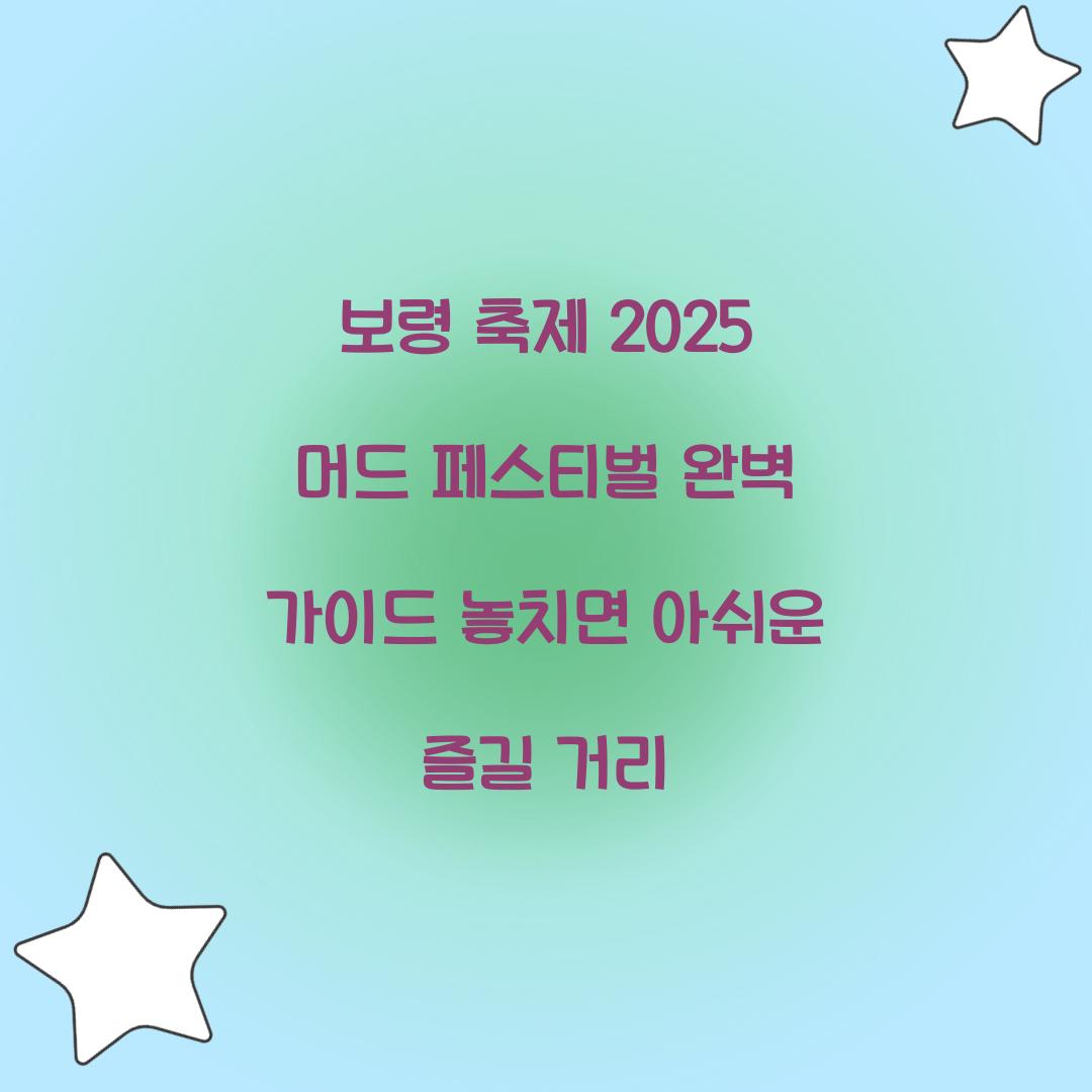 보령 축제 2025 머드 페스티벌