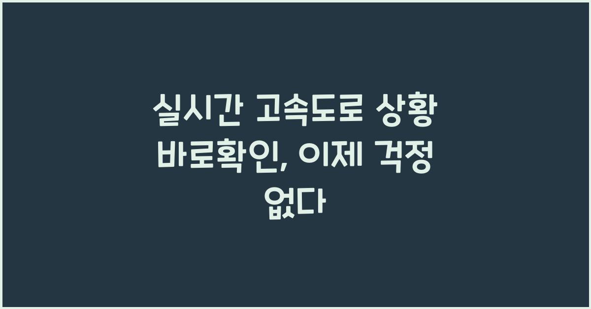 실시간 고속도로 상황 바로확인