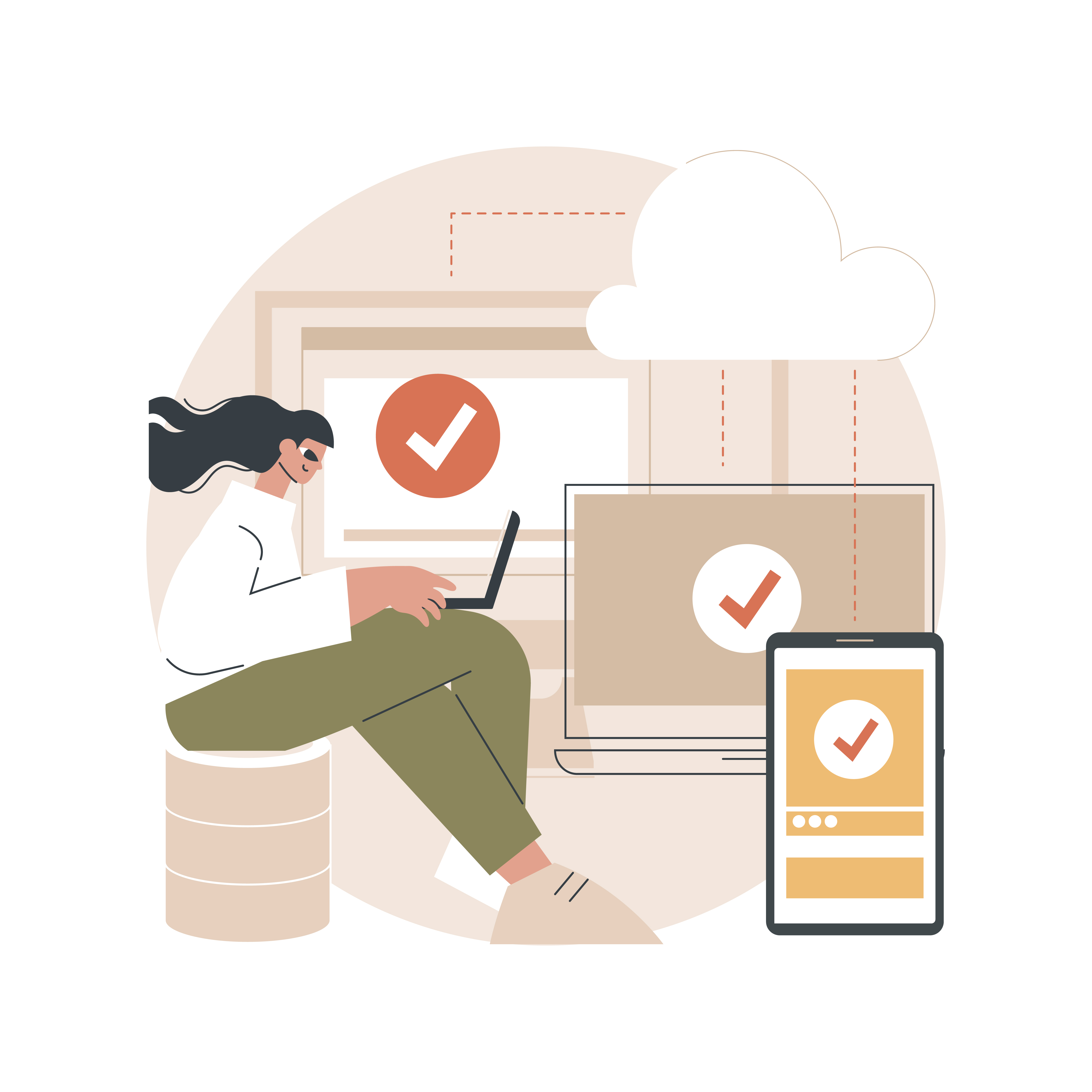 온라인 신청을 하는 사람을 표현한 일러스트 이미지