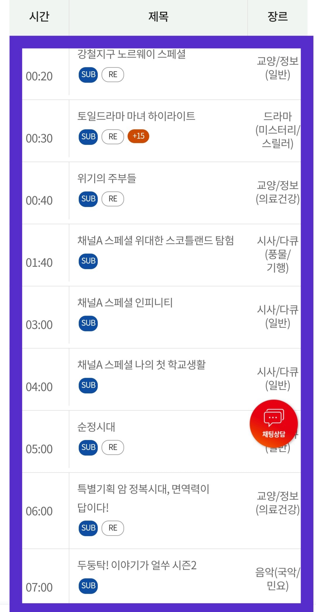 KT-HCN-새로넷방송-채널번호-및-편성표-확인-방법-안내-원하는-날짜의-채널A-프로그램명과-방송-시간을-확인할-수-있습니다.
