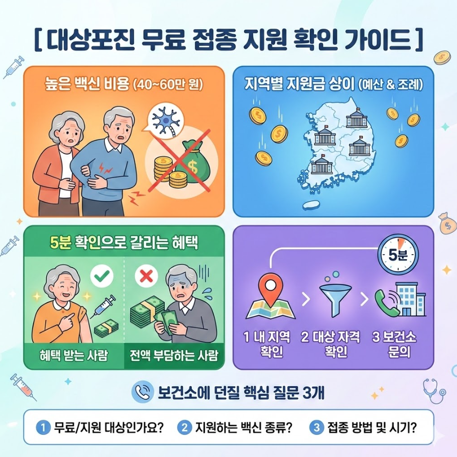 대상포진 무료 접종 지원 확인 가이드와 지역별 지원금 차이 설명