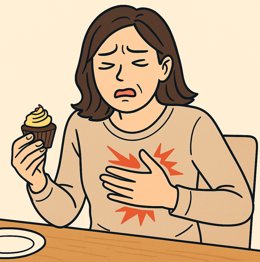 가슴을 잡는 여성