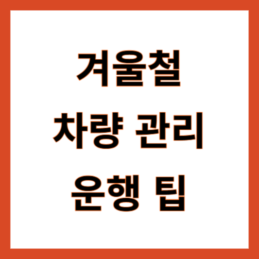 겨울철 차량 관리