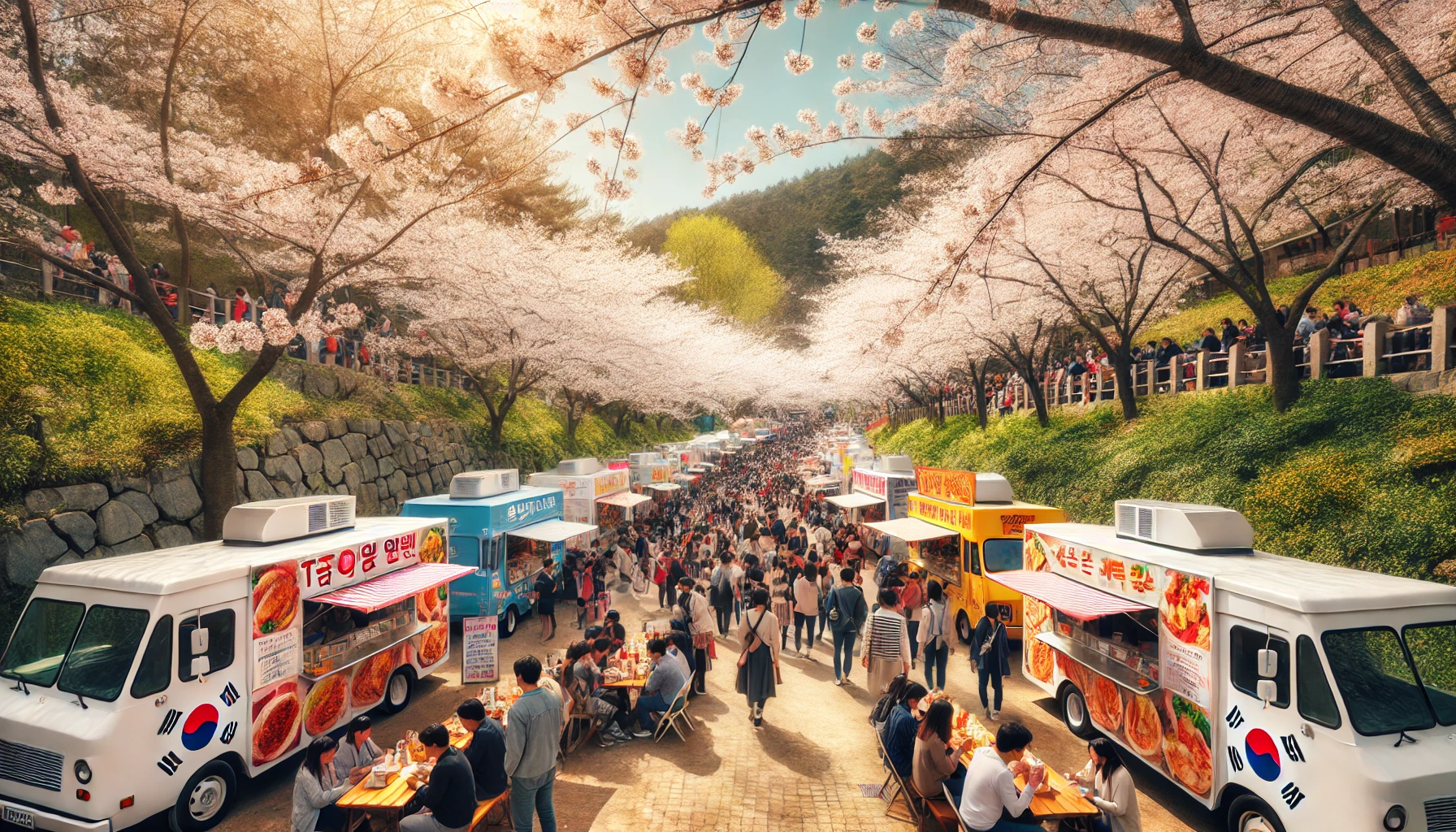 2025 강변 벚꽃길 + 축제 부스 &ndash;벚꽃행사 분위기 가득한 산책길